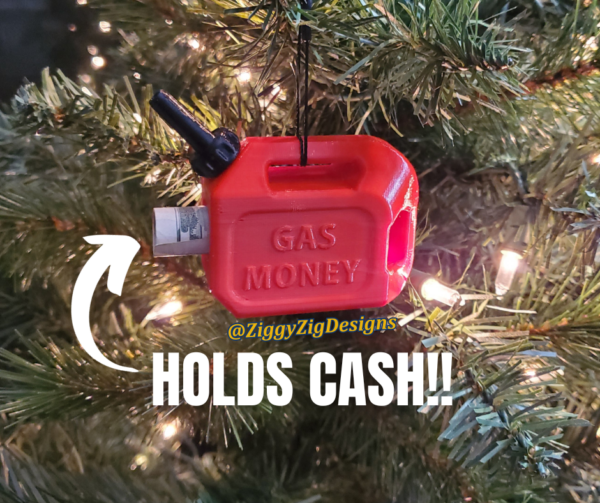 Gas money ornaments designed by Ziggy Zig Designs is a fun way to gift money to anyone with a car, used as a stocking stuffer, gag gift or white elephant gift.