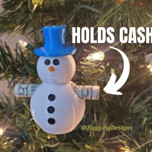 Snowman money ornaments designed by Ziggy Zig Designs is a fun way to gift money to anyone on Christmas, used as a stocking stuffer, gag gift or white elephant gift.