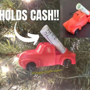 Christmas truck money ornaments designed by Ziggy Zig Designs is a fun way to gift money to any Christmas lover, used as a stocking stuffer, gag gift or white elephant gift.