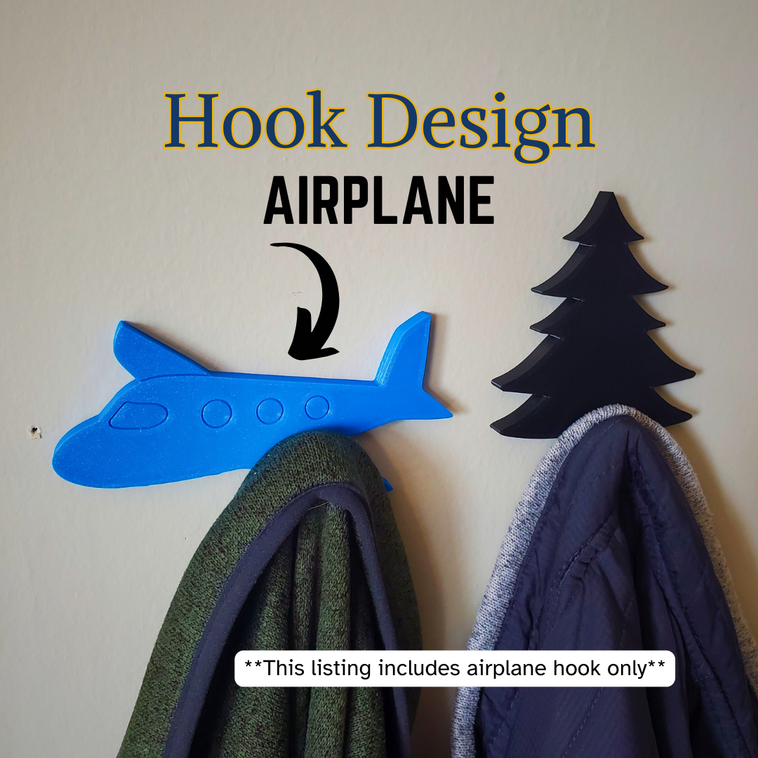 An Airplane coat hook designed to hang sweatshirts, jackets and towels created by Ziggy Zig Designs.