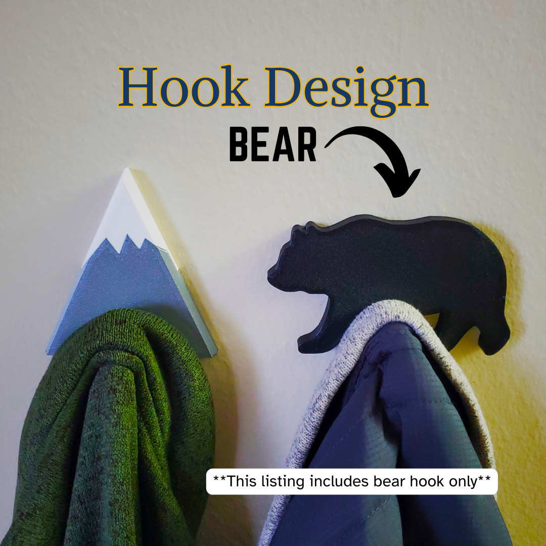 A Bear coat hook designed to hang sweatshirts, jackets and towels created by Ziggy Zig Designs.