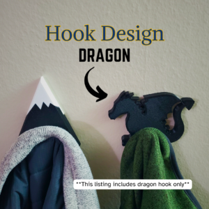 A Dragon coat hook designed to hang sweatshirts, jackets and towels created by Ziggy Zig Designs.