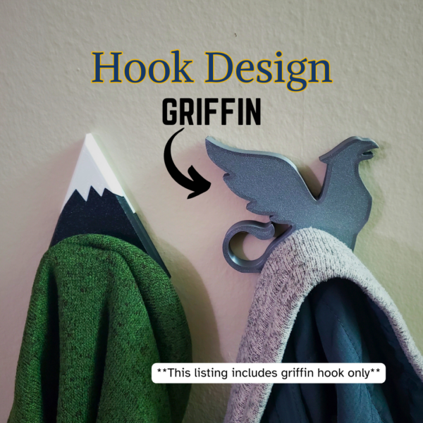 A Griffin coat hook designed to hang sweatshirts, jackets and towels created by Ziggy Zig Designs.