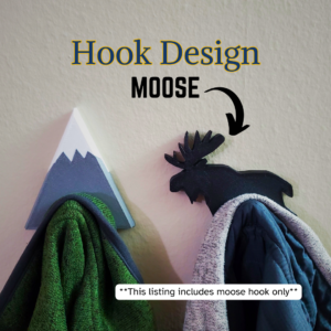 A Moose coat hook designed to hang sweatshirts, jackets and towels created by Ziggy Zig Designs.