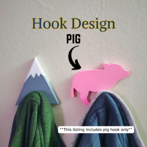 A Pig coat hook designed to hang sweatshirts, jackets and towels created by Ziggy Zig Designs.