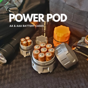 Power Pod is a waterproof AA or AAA battery case designed to withstand any adventure.