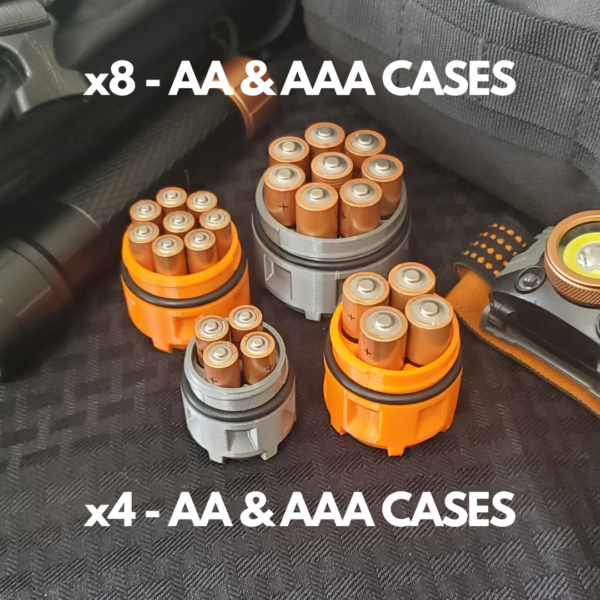 Power Pod AA & AAA Battery Cases come in x4 and x8 sizes.