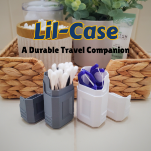 Lil-Case is a cotton swab, floss pick holder and used for other small toiletry items organization
