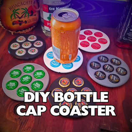 DIY Bottle Cap Coasters allow you to customize your coaster design with your bottle caps coaster